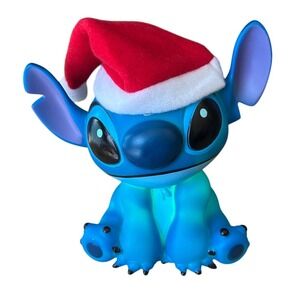 Disney Lilo & Stitch LED Mood Light Blue Stitch w/ Santa Hat NEW (Other)